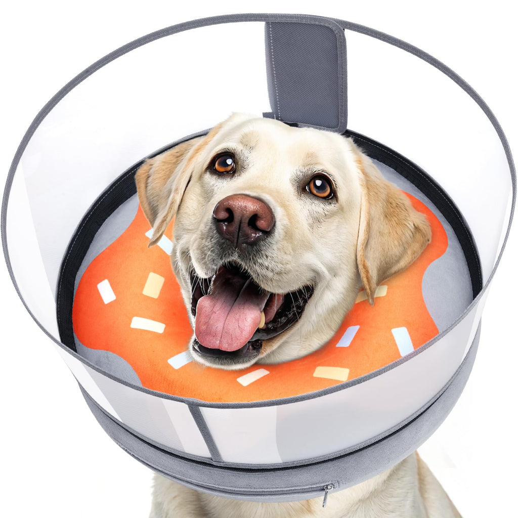 Didopet Inflatable Dog Cone with Anti-Licking Clear Shield, Fits Large Dogs