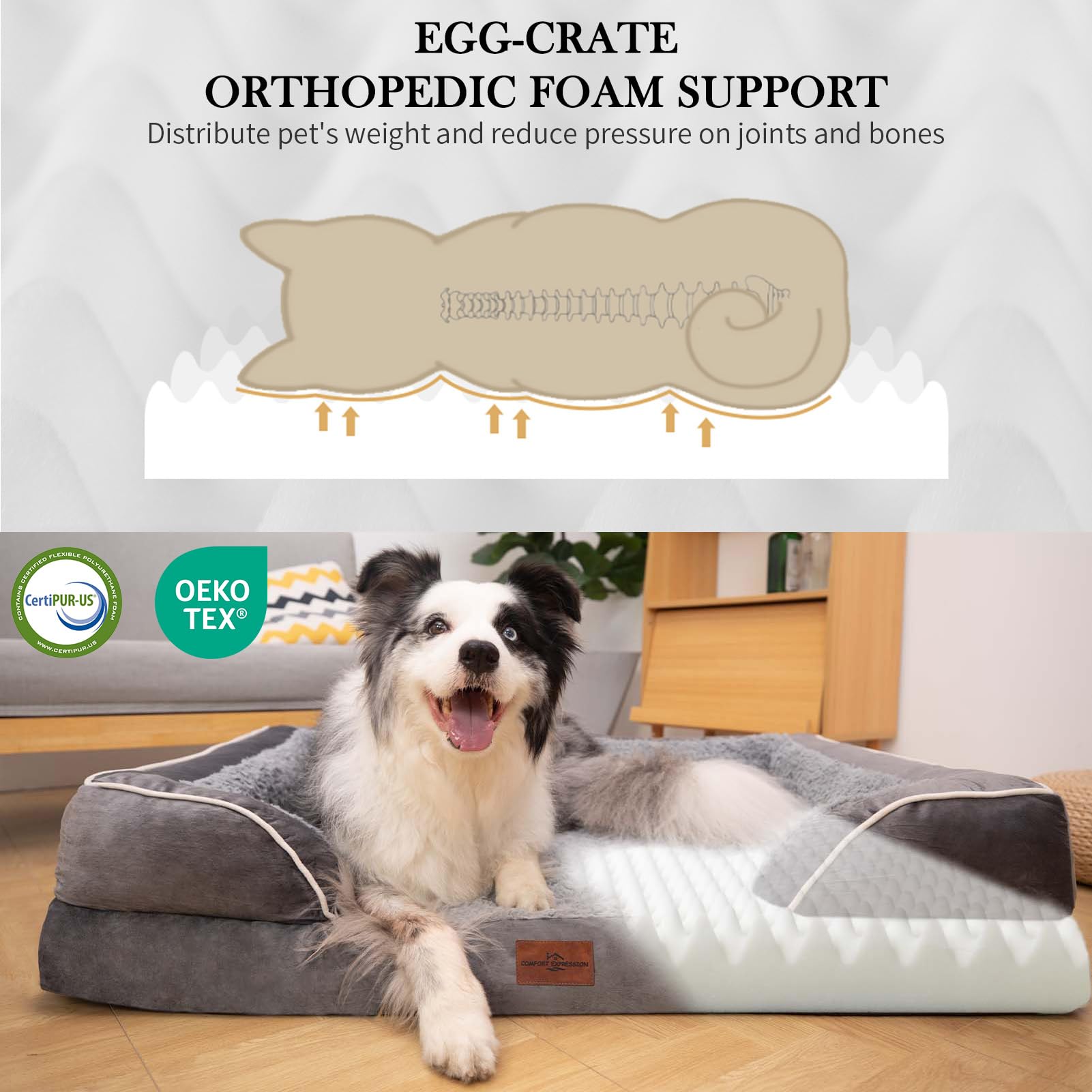 Comfort Expression Waterproof Orthopedic Dog Beds for Extra Large Dog
