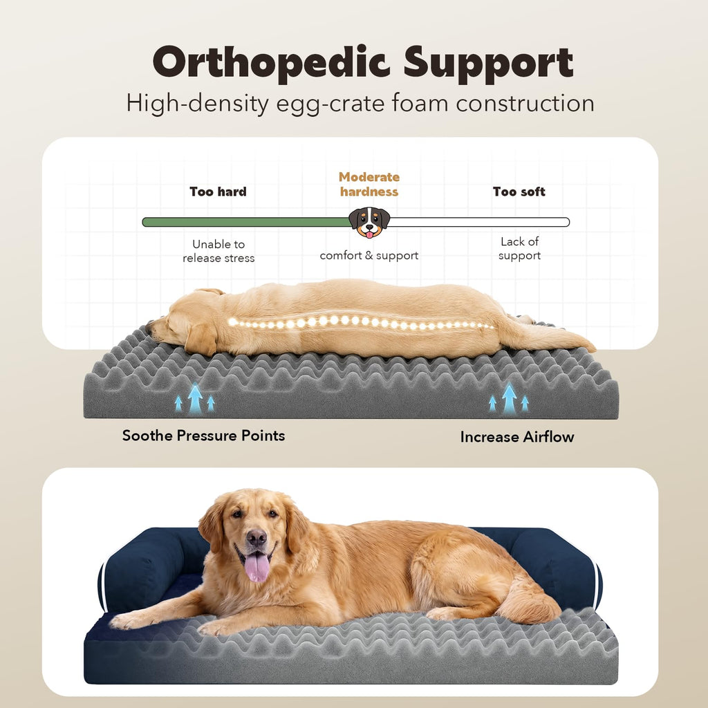 MEKIY Orthopedic Washable Dog Bed with Bolster for Medium to Large Dogs