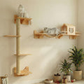 NOVGOBHOT Cat Shelves for Wall – Cat Climbing Furniture Set for Large Cats with House, Bridge Ladder, 3 Scratching Posts & 5 Steps