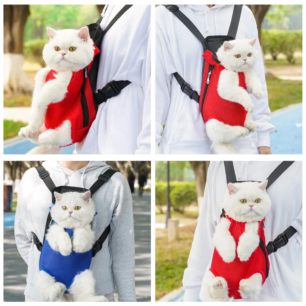 Dog Carrier Backpack, Adjustable Pet Front Carrier Backpack, Ventilated Pet Chest Carrier for Hiking Camping Travel, Sling Bag for Small Medium Dog Cat Rabbit Puppy (Red, XL)