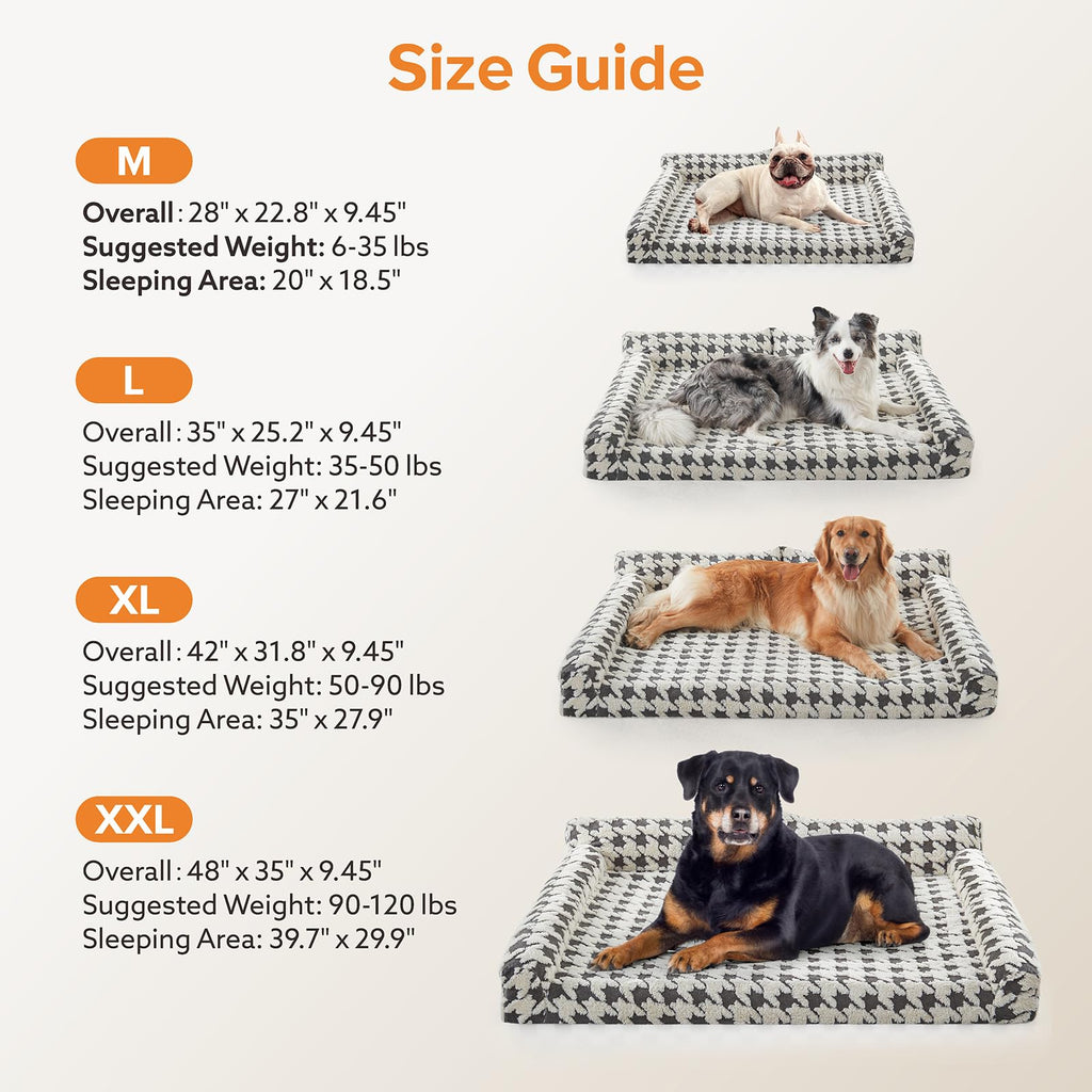 Orthopedic Dog Beds for Medium Dogs Washable, Detachable Side Bolster and Pillow, Medium Dog Sofa with Memory Foam, with Removable Cover and Non-Slip Bottom, Grey