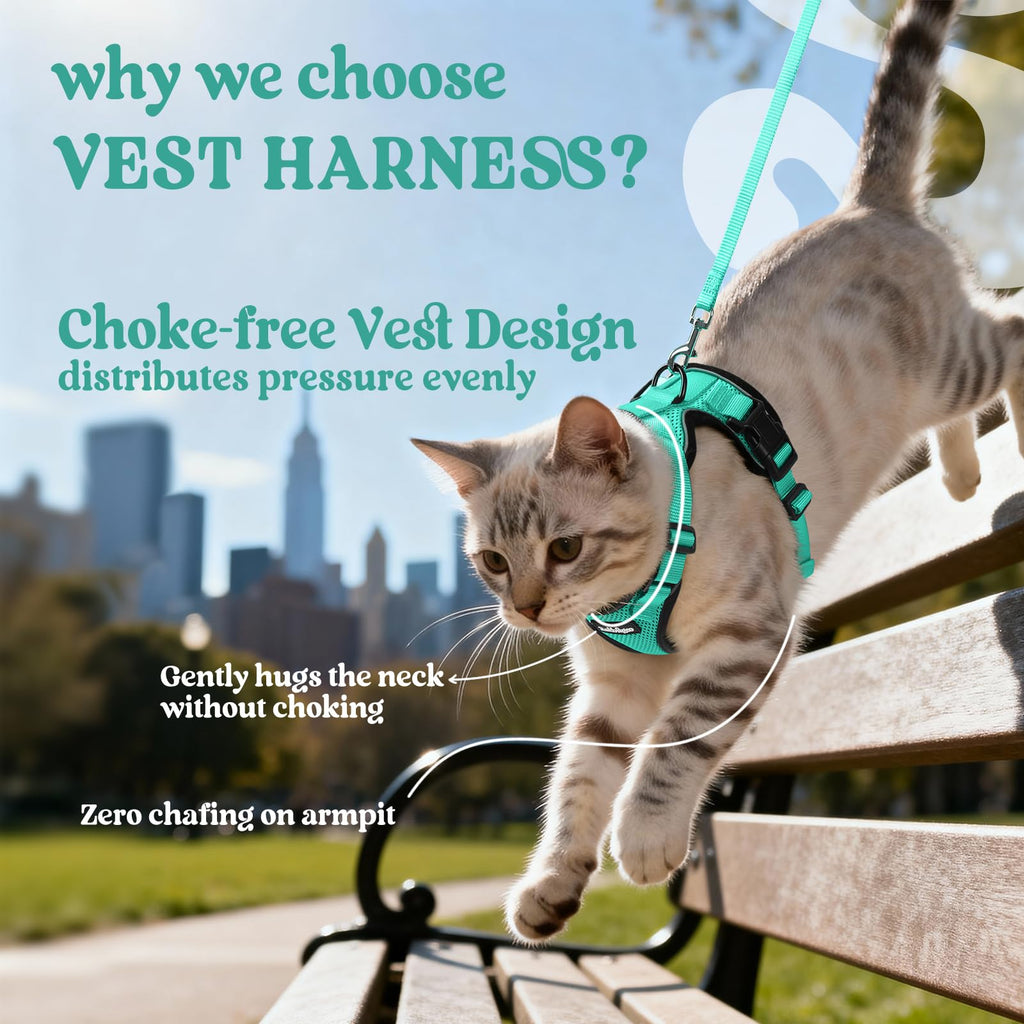 rabbitgoo Cat Harness and Leash Set, Escape Proof Vest, Emerald