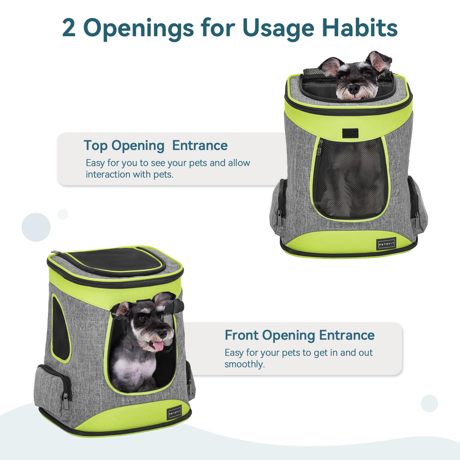 Petsfit Pet Backpack Carrier Easy-Fit Dog Travel Backpack Carrier for Hiking Walking Cycling Suitable for Small Medium Dogs Cats and Rabbits up to 22 Pounds, Green