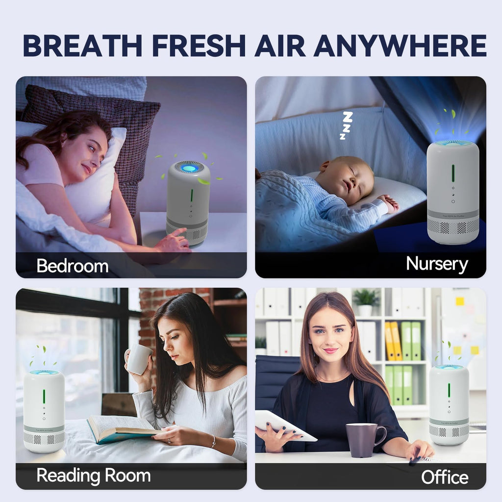 VENDFO Air Purifiers for Home,H13 HEPA Small Air Purifier for Room up to 960ft²,Air Purifiers for Home Pets,Odor,Dust,Quiet Air Cleaner for Office,Living Room,Bedroom,White 2 Pack