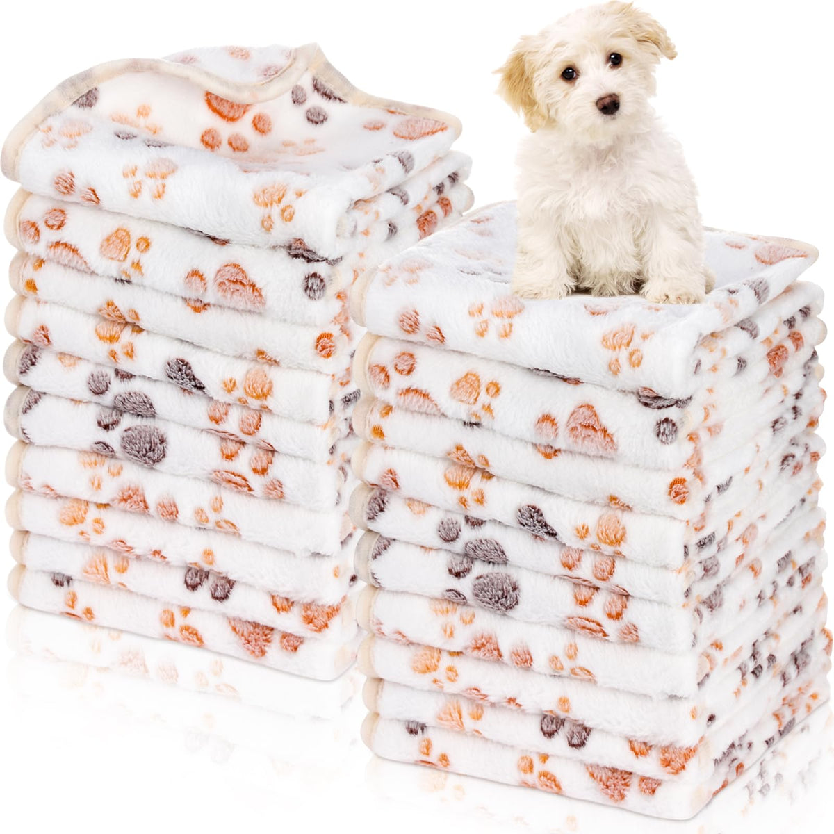 Chumia 40 Pcs Dog Blankets, White, Paw