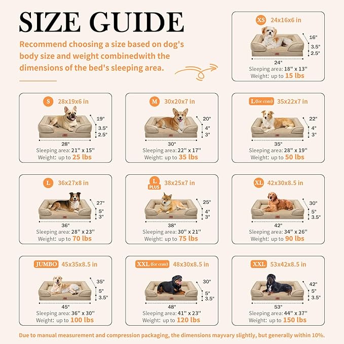 Comfort Expression Waterproof Orthopedic Dog Beds for Extra Large Dog