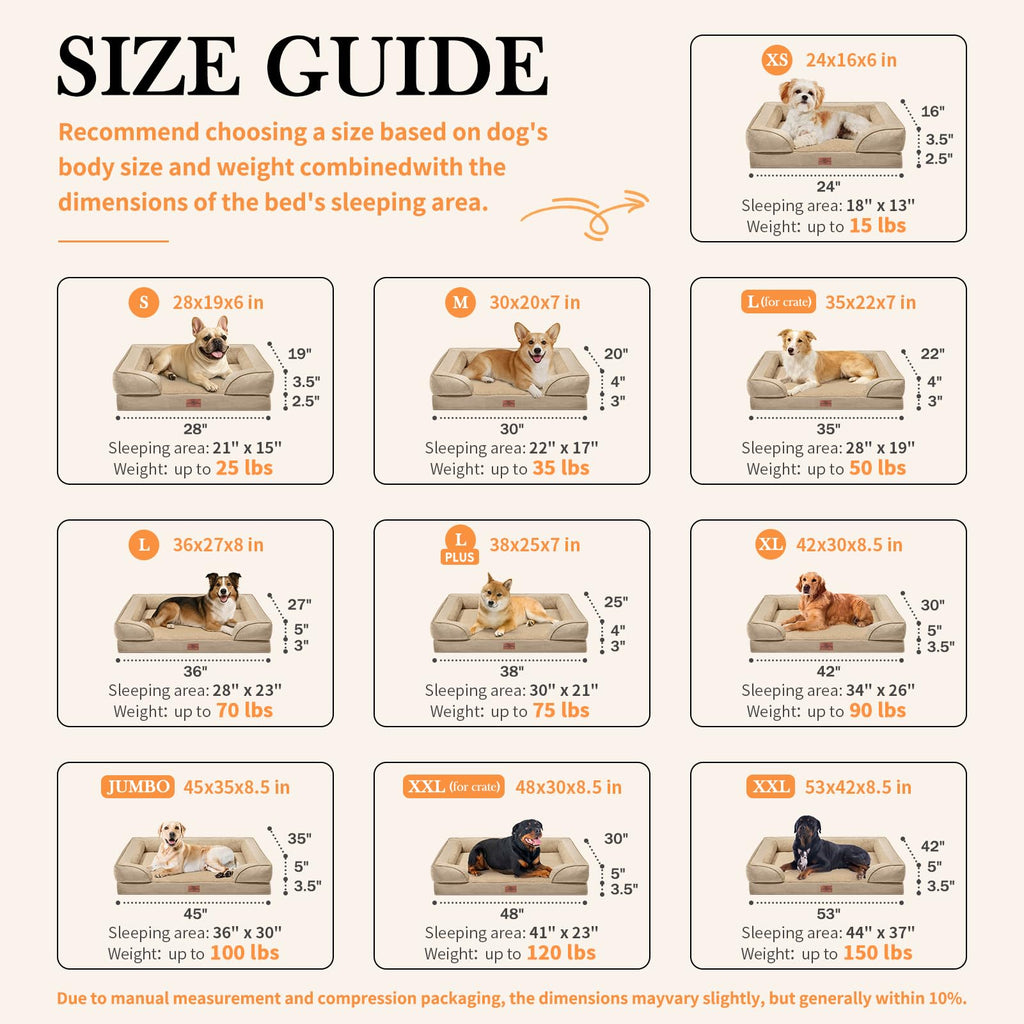 Comfort Expression Waterproof Orthopedic Dog Beds for Extra Large Dog