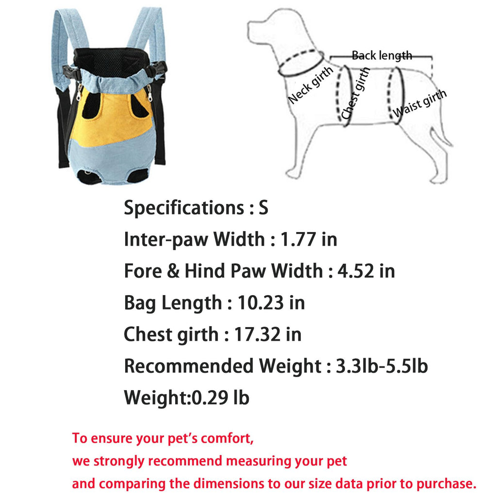 Lightweight Pet Backpack Carrier for Small Dogs & Cats - Easy-Fit Adjustable Straps, Basic Legs-Out Design, Durable for Daily Use (Fits Pets Under 15lb) (Red-Blue Color-Blocked, Small)