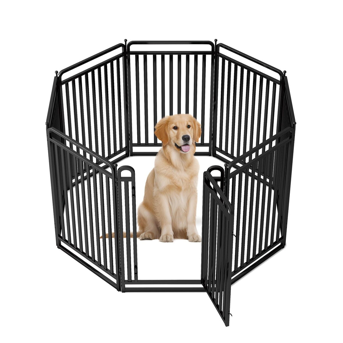 New Thickened Version Dog Playpen, 32 Inch Dog Fences for The Yard, Portable Outdoor Dog Playpen for Large/Medium/Small Dogs, Foldable Metal Dog playpen, with Doors (8 Panels, 32 Inch)