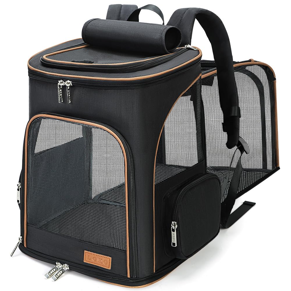 Large Cat Backpack Expandable Pet Carrier Backpack, Lekereise Dog Backpack Carrier for Small Dogs and Medium Cats, Grey