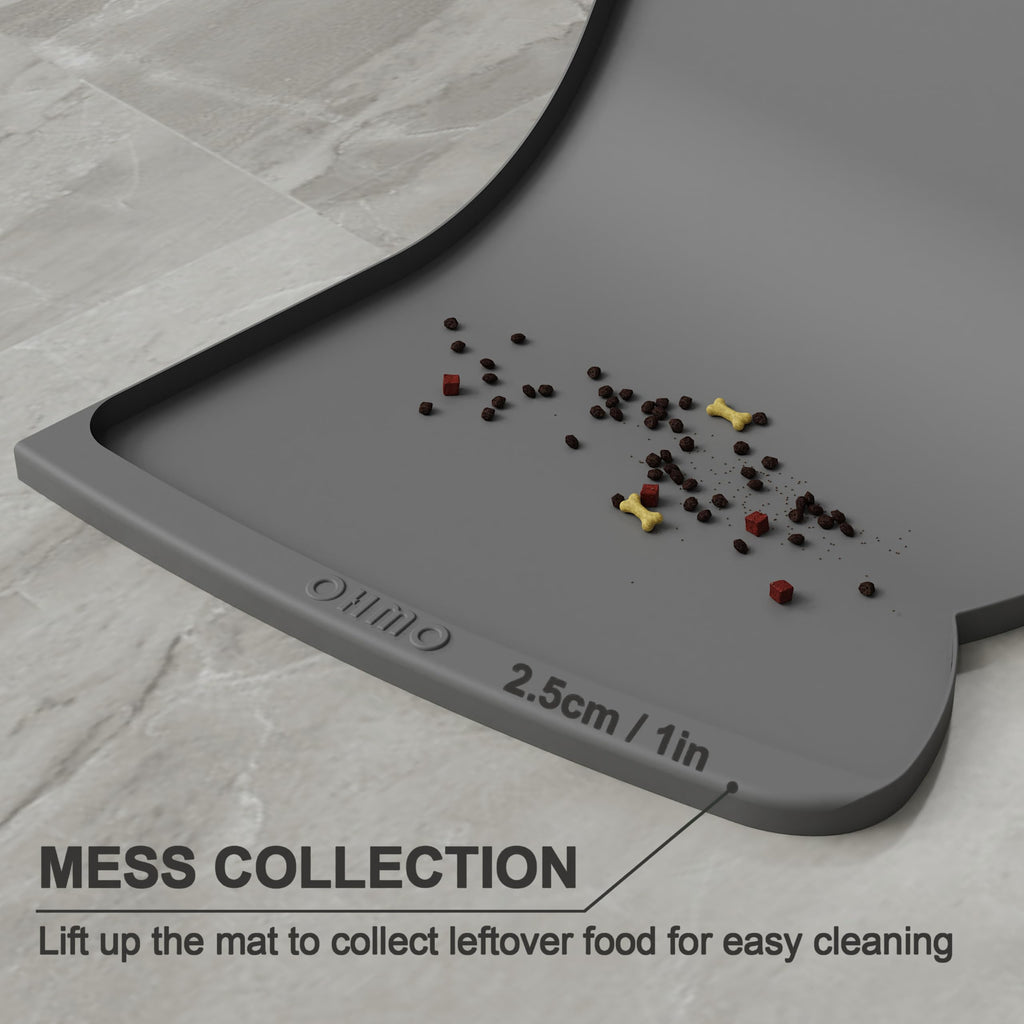OHMO Large Dog Food Mat, Silicone Pet Feeding Mat, 24x15, Dark Grey