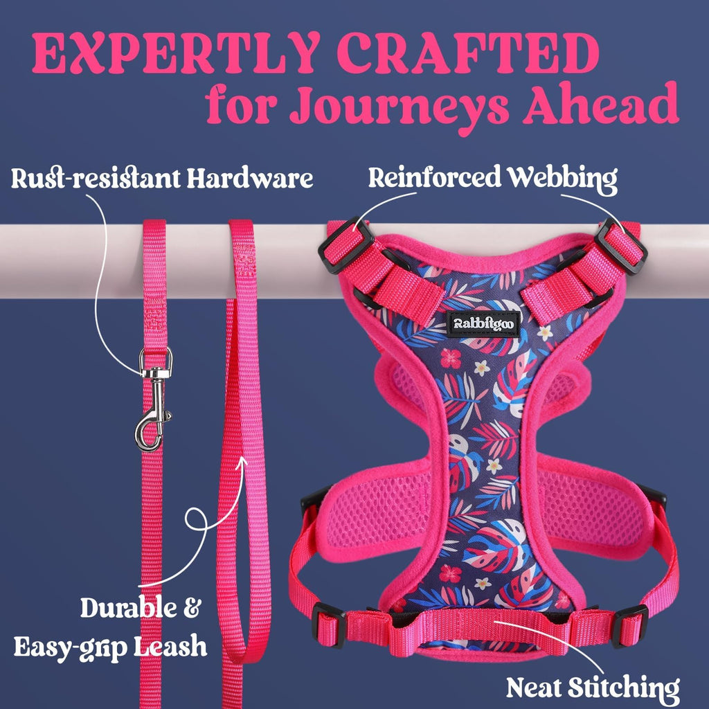 rabbitgoo Cat Harness and Leash Set, Escape Proof Vest, Coconut Fuchsia