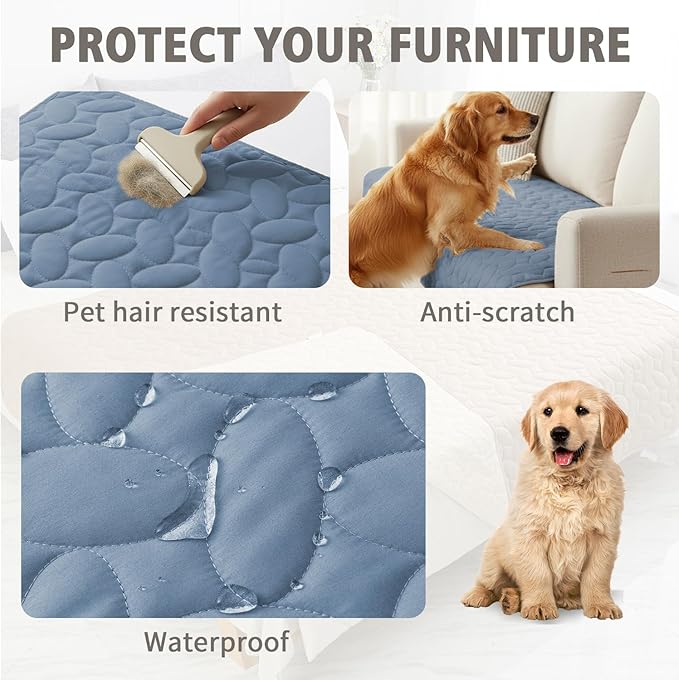 Ameritex Waterproof Pet Bed Cover Anti-Slip Dog Bed Blanket for Sofa and Furniture Waterproof New Pattern Design (Lightblue, 30x90 Inch (Pack of 1))