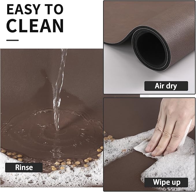 Dog Food Mat - Absorbent Cat Mat for Food and Water, No Stains Pet Feeding Bowl Mat, Easy to Clean Pet Placemats, Quick Dry Dog Water Dispenser Mat for Messy Drinkers | Paw Brown 12"x 19"