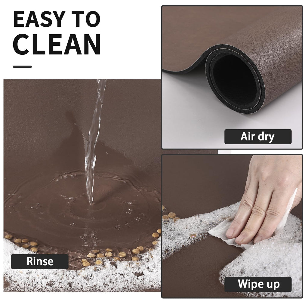 HotLive Dog Food Mat - Absorbent Cat Mat for Food and Water, No Stains Pet Feeding Bowl Mat, Easy to Clean Pet Placemats, Quick Dry Dog Water Dispenser Mat for Messy Drinkers | Paw Brown 18"x 28"