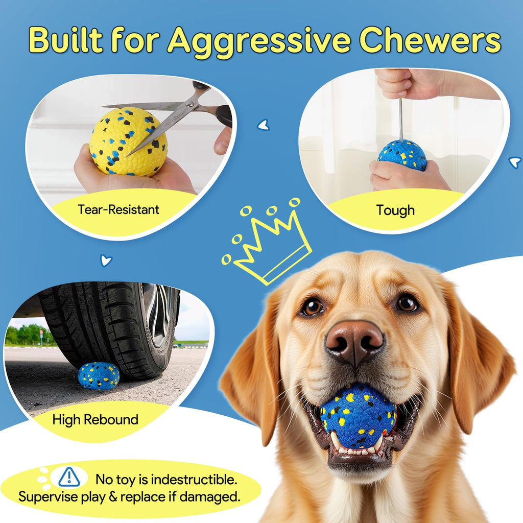 Kimee Dog Balls Tennis Balls Dog Chew Toys for Aggressive Chewers ETPU 4Pcs