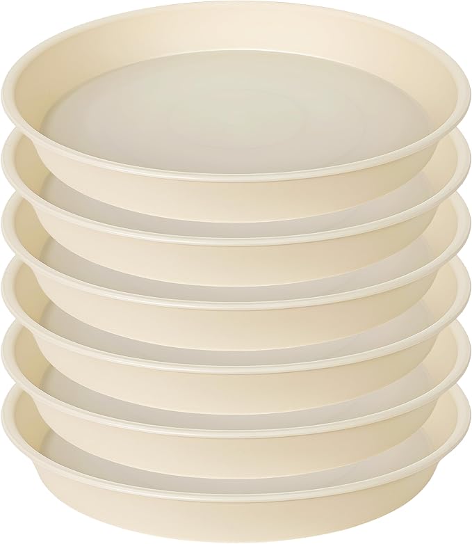 Bleuhome 6 Pack of 6 inch Plant Saucer Drainage Tray, 4 5 7 8 10 12 13 15 17 19 inch Plastic Plant Water Tray, Flower Saucers for Indoors, Plant Dishes for Pots Base (6 inch — 12" (6 pack)