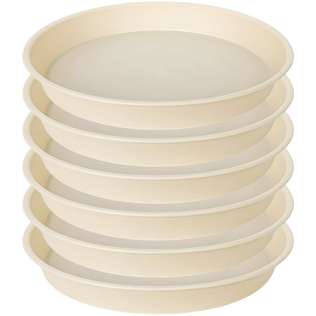 Bleuhome 2 Pack of 20 21 inch Plant Saucer Round, Deep Plant Saucers for Pots, Heavy Duty Plastic Plant Drip Tray for Indoors Outdoor, Bird Bath Bowls, Plant Trays for Planter 19-22" (21 inch, Beige)