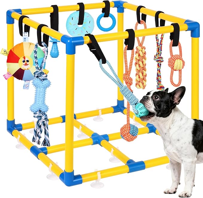 WLLEYAY Puppy Play Gym for Small Dogs 10 Hanging Toys,Interactive Dog Toys