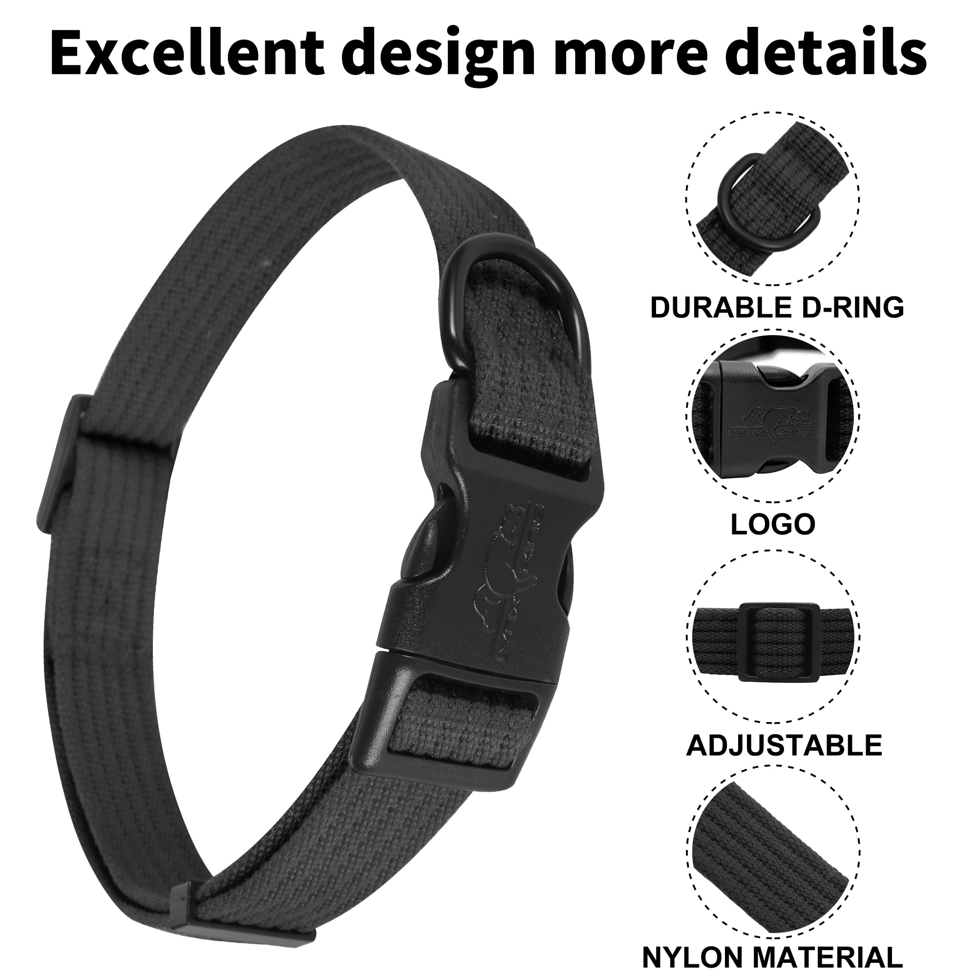 lynxking Dog Collar Soft Padded Breathable Cotton Solid Color Strong Adjustable Pet Collar for Little Puppy