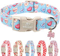 Babole Pet Valentines Dog Collar for Medium Dogs - Valentine Candy Hearts Dog Collars, Love Boy Girl Dogs Collars, Lightweight Adjustable Cute Blue Puppy Collar with Quick-Release Buckle M