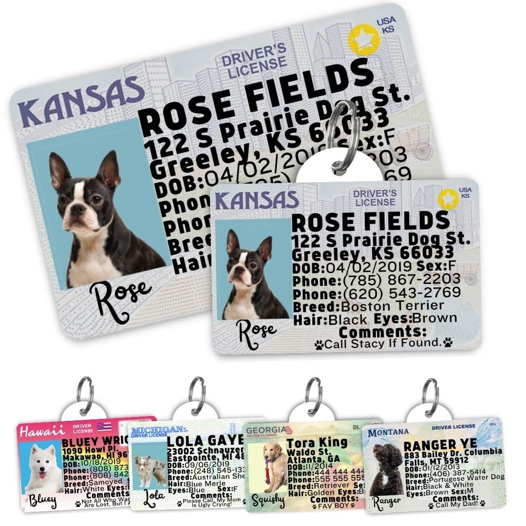 Dog Tags Personalized, Dog ID License Tag for Pets (Arizona, Wallet Card)