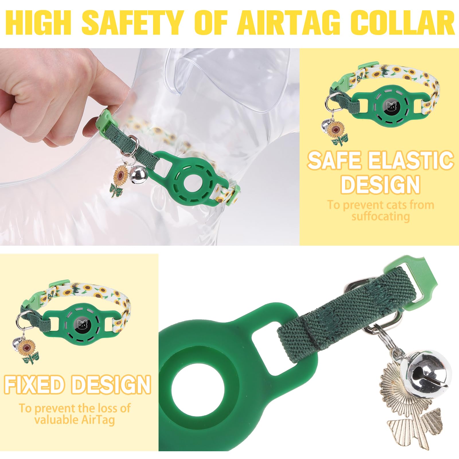 BINGPET AirTag Cat Collar Breakaway, Collar with Airtag Holder and Bell