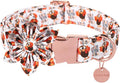 Thanksgiving Dog Collar with Flower, Turkey Cotton Flower Collar for Puppy Girl Dog or Cat, Autumn Flower Collar with Durable Metal Buckle, Thanksgiving Pet Collar, XS, Neck 8-12in