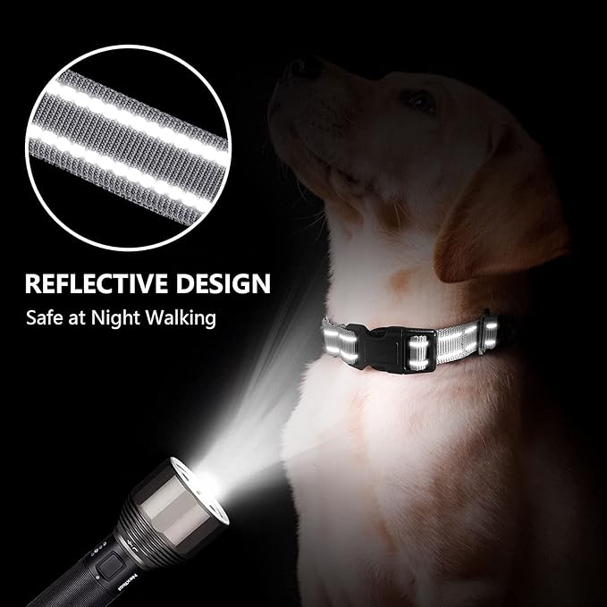 JOYEEIIOO Martingale Dog Collar, Adjustable Nylon Reflective Collar with Quick Release Buckle, No Pull Dog Training Collars for Small Medium Large Dogs (Grey S)