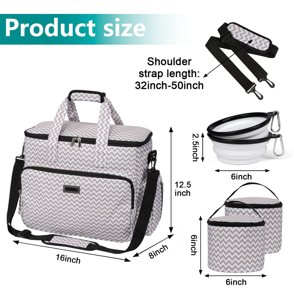 BAGLHER Dog Travel Bag, Pet Travel Bag (ALL Pet Travel Supplies), With 2 Pet Food Containers and 2 Collapsible Silicone Bowls; Essential Kits for Pet Travel BLW