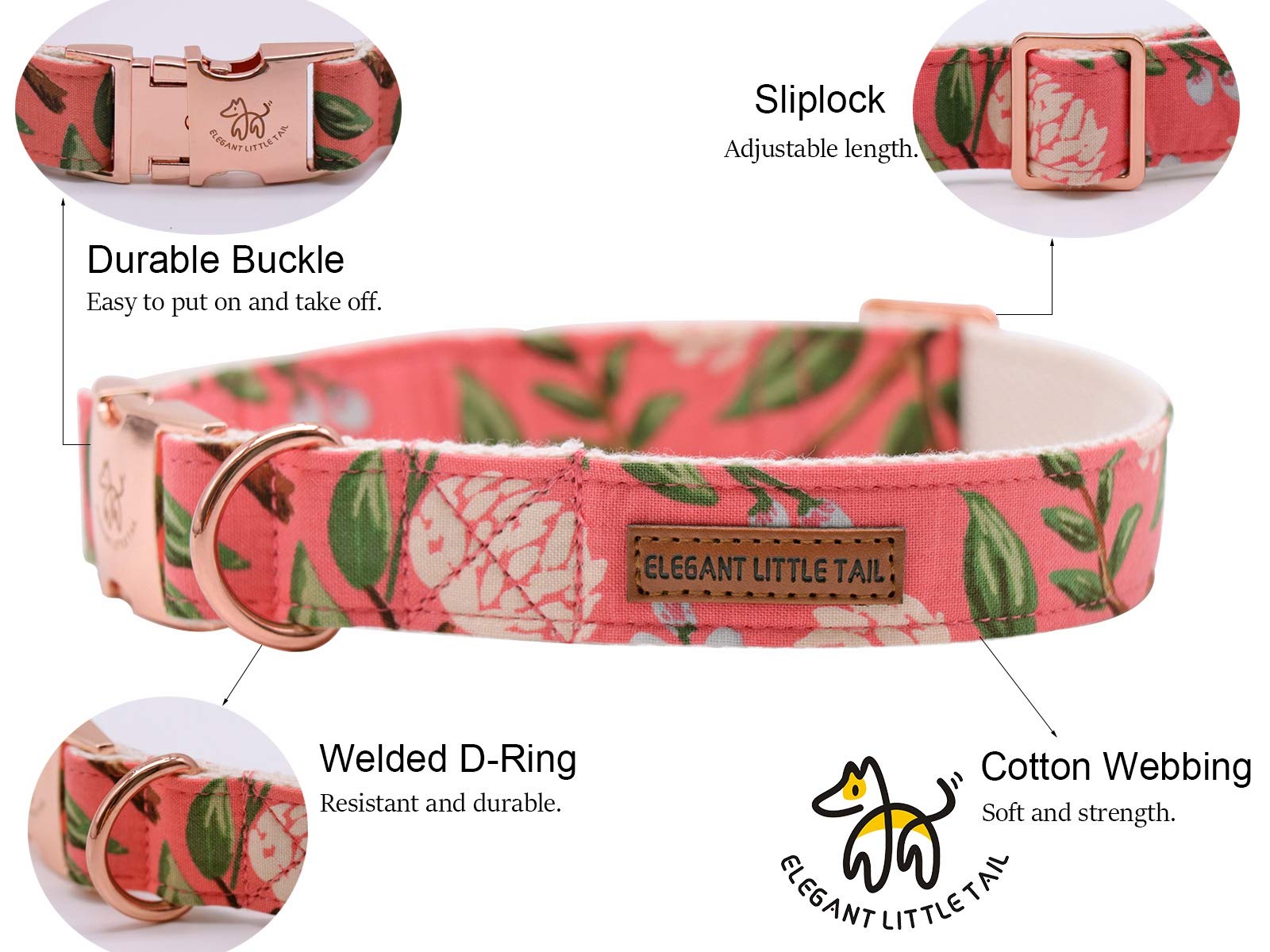 Elegant little tail Dog Collar with Bow, Cotton & Webbing, Bowtie Dog Collar, Adjustable Dog Collars for Small Medium Large Dogs and Cats