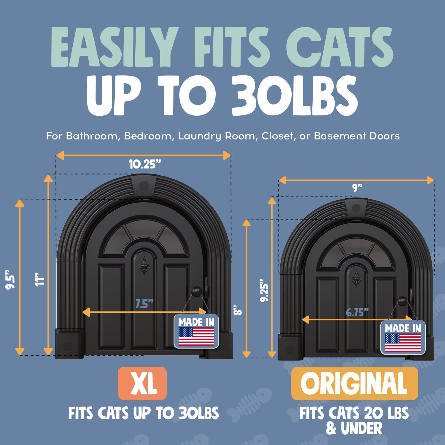 Purrfect Portal Meow Manor® Extra Large Interior Cat Door – No-Flap Pet Door for Interior Doors, Easy DIY Installation, Cat Door for Cats up to 30 lbs, Black
