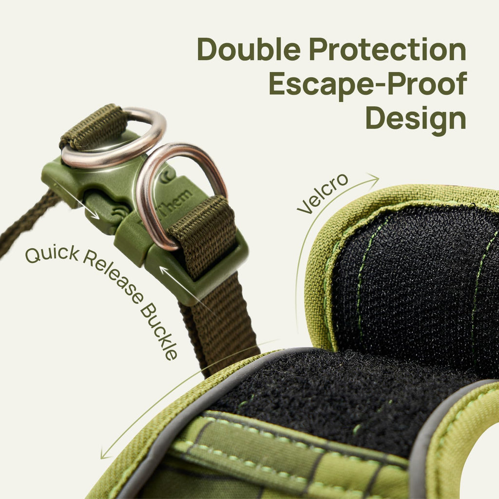 Upgraded Cat Harness and Leash Set - Step-in Escape Proof Adjustable Cat Harness, Comfortable Soft Lightweight, Reflective Harness for Walking, Travel, Camping (Green, M)