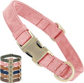 Genuine Leather Dog Collar - Adjustable Pet Collar with Quick Release Metal Buckle, Soft Skin Friendly Real Leather Collar for Small, Medium, Large Dogs (Pink, M：Fit 12-20" Neck)