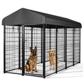 Dog Kennel Outside with Roof, 4'x4'x4.5' Outdoor Dog Kennel