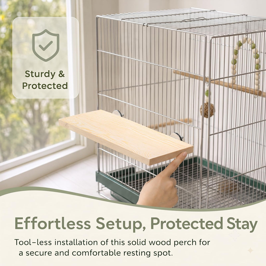 Okllen 3 Pack Bird Perch Stand, Parrot Wood Platform, Natural Wooden Perch Toys Playground Cage for Conure, Chinchilla, Parakeet, Budgie, Cockatiel