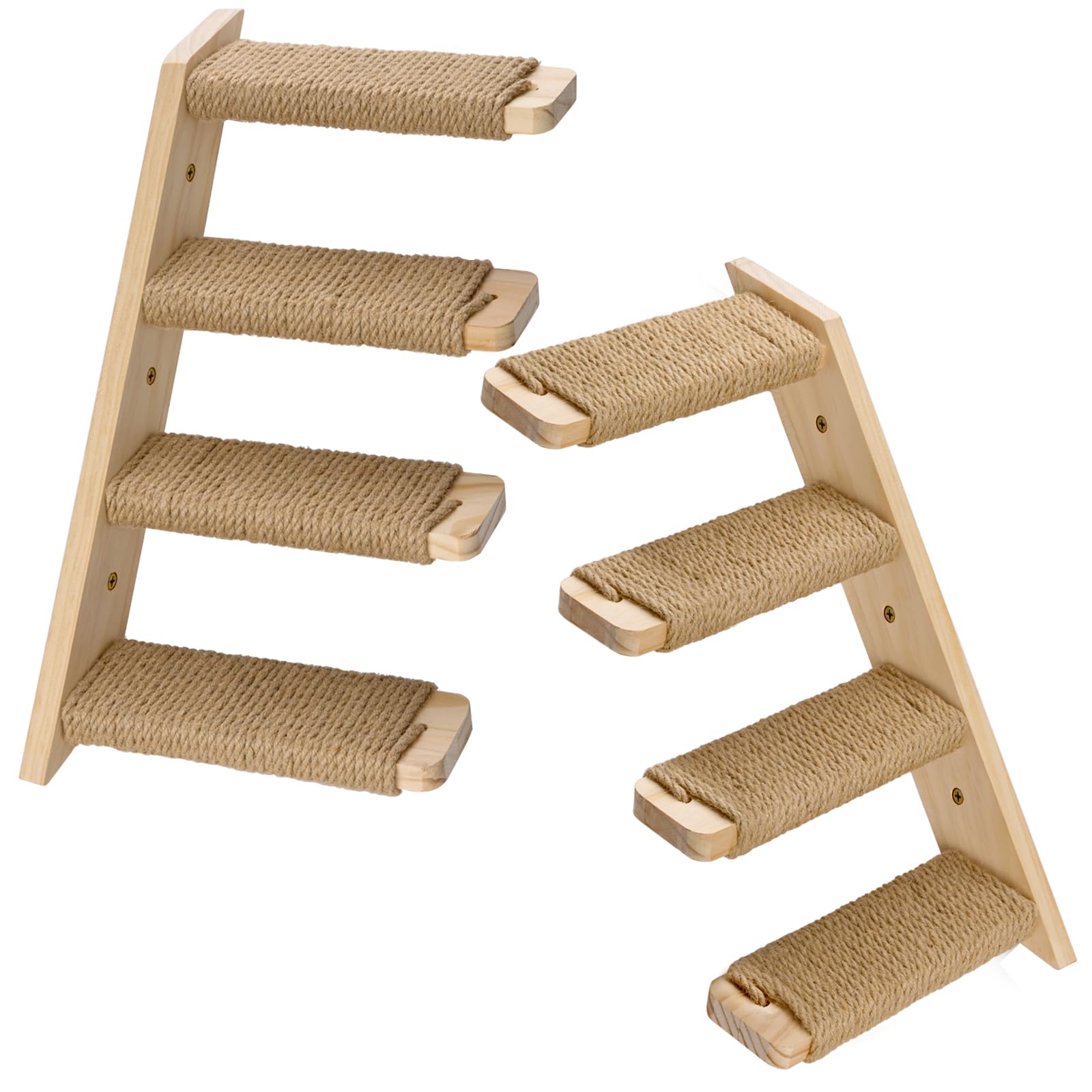 2 Pack 4 Steps Cat Wall Shelves and Stairs with Sisal Rope.Cat Wall Steps/Ladder Furniture ＆ cat Tree Supplies(Catstairs 2Pack-4Steps)