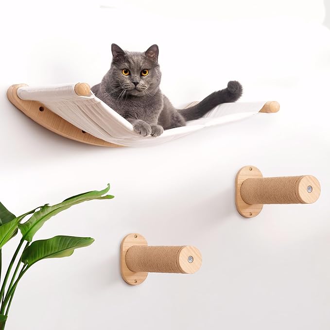 7 Ruby Road Cat Wall Shelves for Large Cats - Hammock and Steps Set