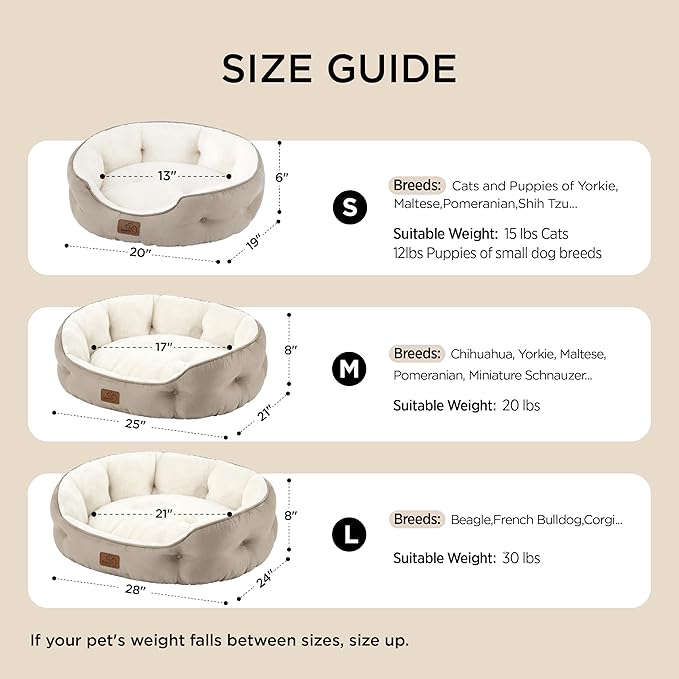 Bedsure Small Dog Bed Washable,Round Cat Beds for Indoor Cats,25in Black