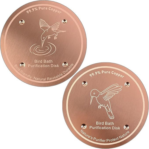 1 Pcs Copper Disc for Bird Bath | 99.99% Pure Copper Plate & Birdbath Disk | 0.6mm Thick Reinforced Design | Maintains Clean Water Naturally | Fits All Birdbath Bowls Year-Round (Bird Style 3)