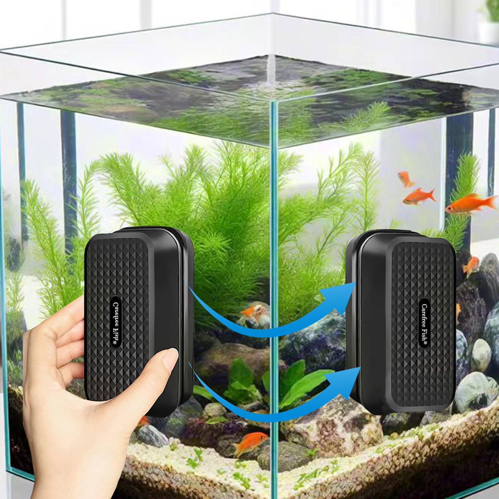 Carefree Fish Aquarium Small Magnetic Cleaner for Glass Fish Tank Algae Scraper Floating