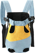 Lightweight Pet Backpack Carrier for Small Dogs & Cats - Easy-Fit Adjustable Straps, Basic Legs-Out Design, Durable for Daily Use (Fits Pets Under 15lb) (Yellow-Blue Color-Blocked, Medium)