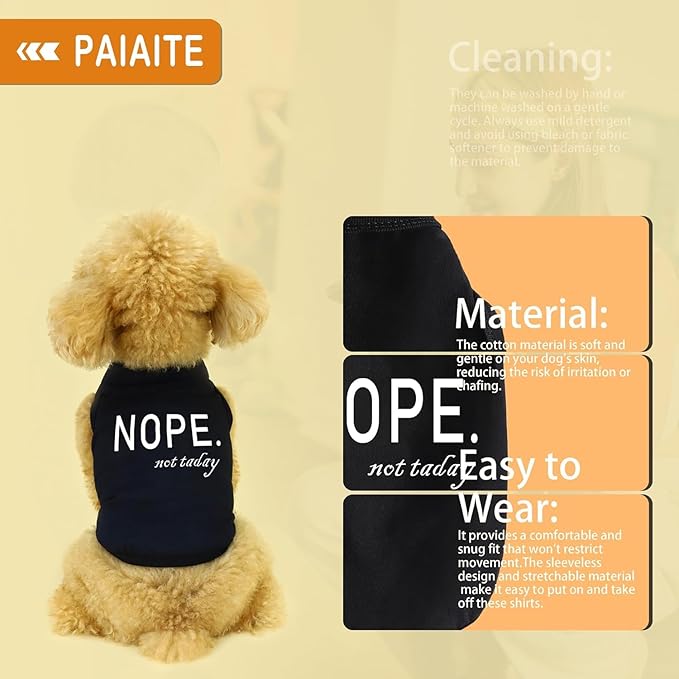Discover Cozy Cotton Canine Wear: Soft, Lightweight, and Breathable Dog Shirt Vest with Eye-Catching Graphics(Nope not Today), Keeping Your Furry Friend Warm and Comfy! Grey XL