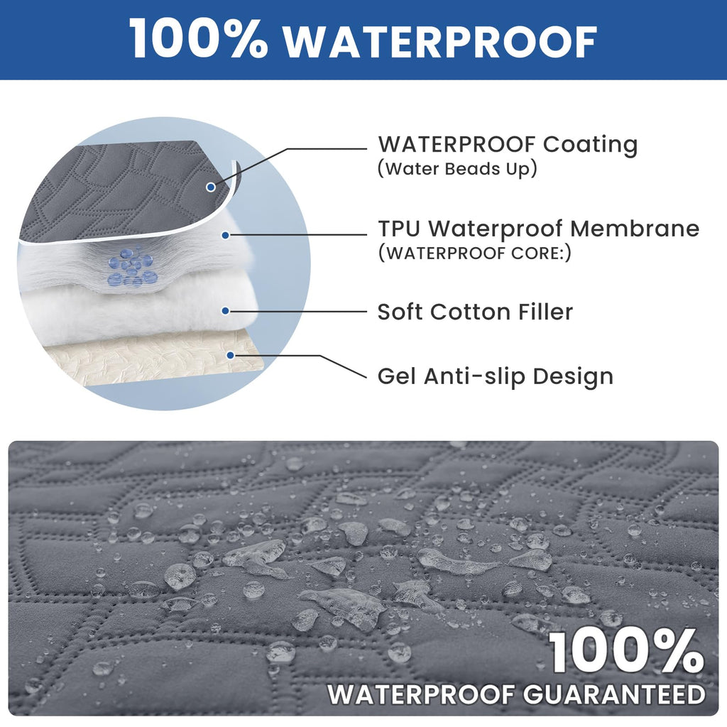 CYCMACO Waterproof Dog Blanket, Non-Slip Soft Pet Bed Cover, Couch Cover for Dogs Washable, Protects Sofa, Furniture, Crate, Car, Tear Resistant Leakproof Pet Blanket (68x82 Inch, Dark Grey)