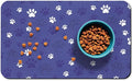 Dog Food Mat, Absorbent Water Bowl Mats Cat Pet Feeding Placemats Dark Blue 24 * 32 inch