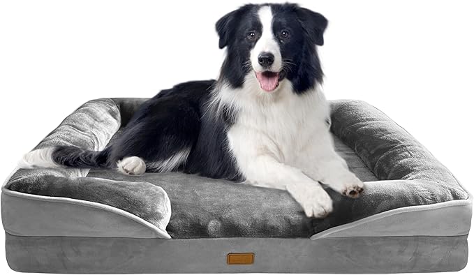 Spotted Play Orthopedic Dog Bed with Sides - Dog Sofa Beds for Extra Large Dogs, Supportive Foam Pet Couch Bed with Washable Removable Cover, Waterproof Lining and Non-Slip Bottom
