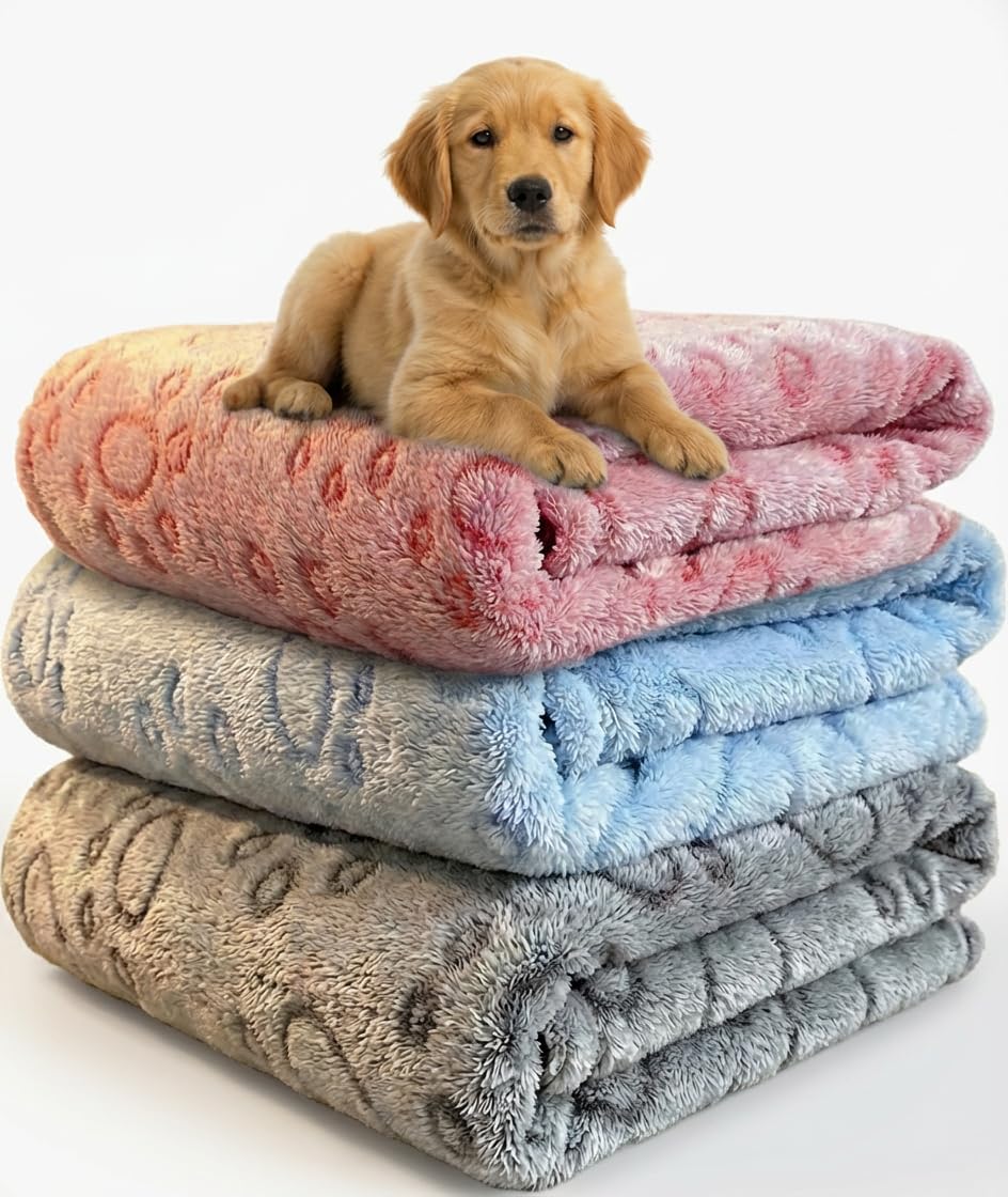 Dog Blankets for Medium Large Dogs Washable, 3 Pack Pet Blanket Washable 41" x 31", Fuzzy Soft Puppy Blanket Throw Cover for Kennel Crate Bed, Blanket for Dogs, Pet Blankets for Dog