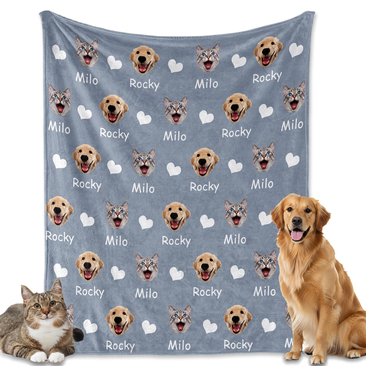 GlisterGlow Personalized Dog Blanket, Customized Pet Blankets with Name Picture, Throw Blanket for Small Medium Large Dog Puppy Cat
