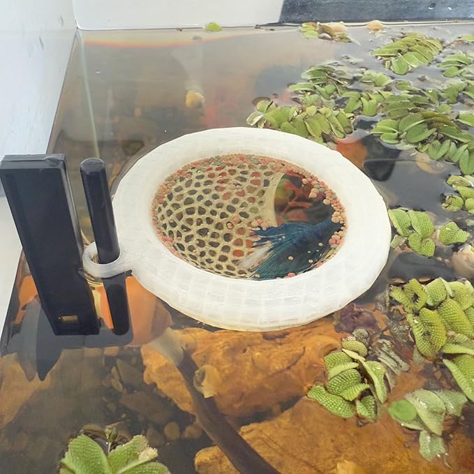 HOZOE Fish Tank Floating Betta Hide，Betta or Shrimp Burrows and Hammock, Fish and Shrimp Feeder，Multifunctional Aquarium Accessories，Anchorable Location (Wood)